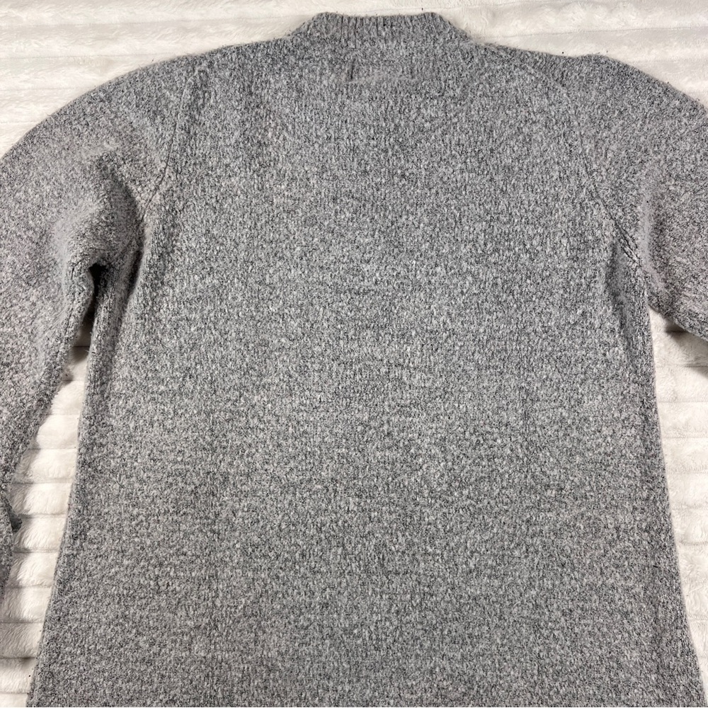 J.O.A. Gray Marled Knit Bell Tie Sleeve Mock Neck Oversized Hi Low Sweater large - Picture 7 of 13